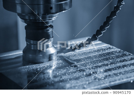 The CNC milling machine rough cutting the injection mold parts by indexable tools. 90945170
