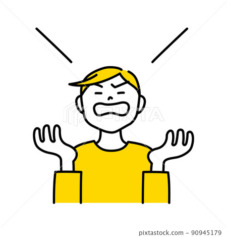 一個男人抱怨的插圖（白色背景、矢量、剪報） 90945179