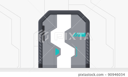 Door with a futuristic atmosphere_Illustration of a cool gate_Opened_16: 9 Door with a futuristic atmosphere_Illustration of a cool gate_Opened_16: 9 90946034