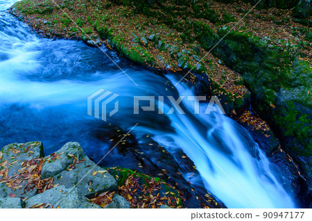 Kikuchi Gorge "Autumn leaves scenery" Autumn leaves scenery and water flow scenery of the valley 90947177