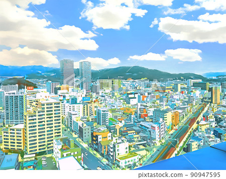 城市景觀和屋頂 90947595