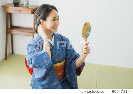 格子圖案日式房間小紋 90947814