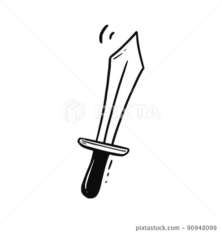 Sword hand drawn doodle element. Sketch line style Sword hand drawn doodle element. Sketch line style 90948099