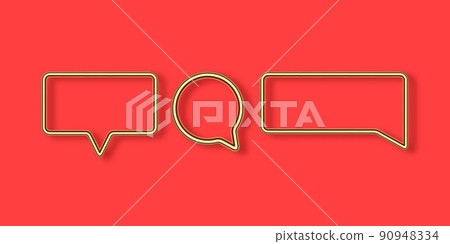 Realistic golden speech bubbles on the red background Vector 90948334