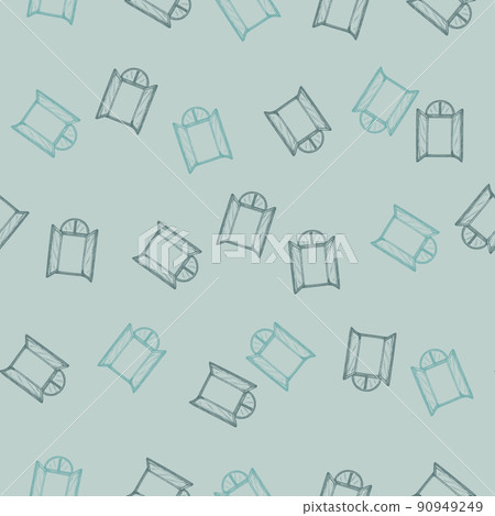Seamless pattern of retro arch windows engraving. Vintage background cute window in hand drawn style. 90949249