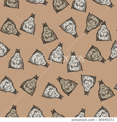 Aprons engraved seamless pattern. Vintage background for kitchen in hand drawn style. 90949251