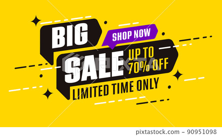 Sale sticker template. Big sale up to 70 percent off limited time with shop now invitation vector illustration 90951098