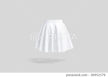 Blank white women mini skirt mockup, gray background 90952579