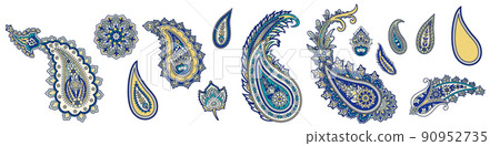 Set of Indian traditional paisley, vector elements Set of Indian traditional paisley, vector elements 90952735
