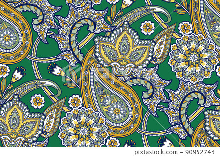 Seamless pattern with paisley and flowers Seamless pattern with paisley and flowers 90952743