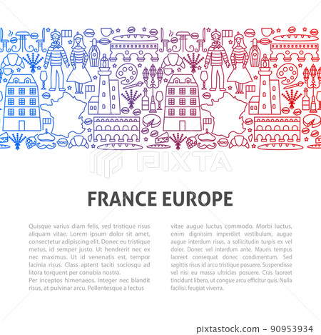 Europe France Line Template 90953934