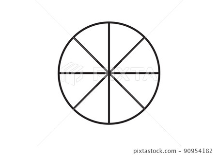 Round graphic fraction circle shape vector element. Geometric diagram division section icon. 90954182