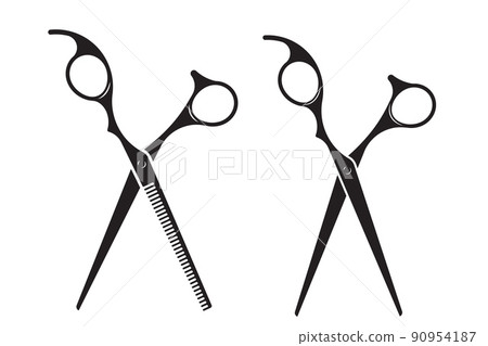 Hairdress barber scissors, professional salon tools. Hairdressing design element. 90954187