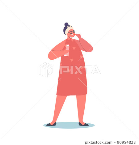 Child Dental Health and Care. Kids Hygiene Concept. Infant Character Brushing Teeth Isolated on White Background 90954828