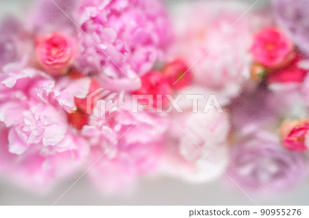 Abstract flower bouquet background under water drops Abstract flower bouquet background under water drops 90955276