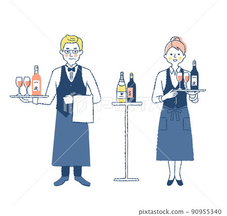 Two men and women in a sommelier 90955340