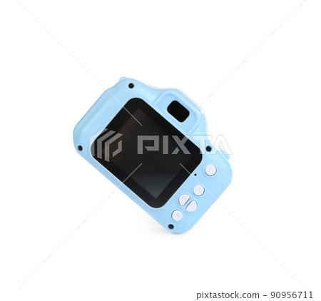 Light blue toy camera isolated on white Light blue toy camera isolated on white 90956711