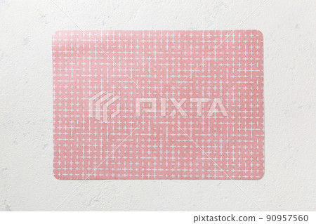 Top view of red tablecloth for food on cement background. Empty space for your design Top view of red tablecloth for food on cement background. Empty space for your design 90957560