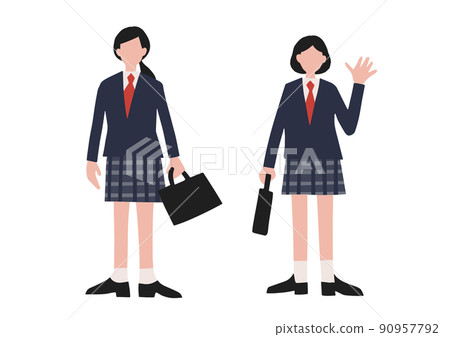 Schoolgirl vector set 90957792