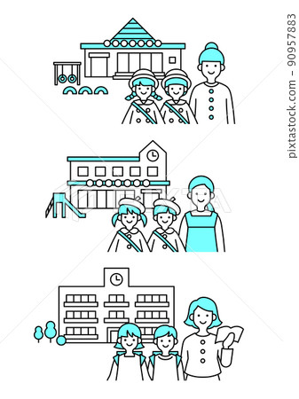 托兒所幼兒園小學藍色 90957883