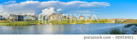 Panoramic view of Daybreak residential community with Oquirrh lake waterfront Panoramic view of Daybreak residential community with Oquirrh lake waterfront 90958401
