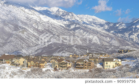 Pano Town located on the mountainside at Draper, Utah with Mount Timpanogos view 90959756