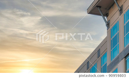 Panorama Puffy clouds at sunset Low angle view of a building with pillars on the roof at Salt La Panorama Puffy clouds at sunset Low angle view of a building with pillars on the roof at Salt La 90959803