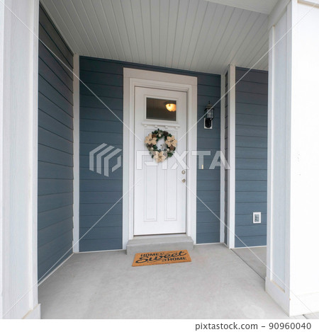 Square Exterior of a front porch of a house with gray and white tones 90960040