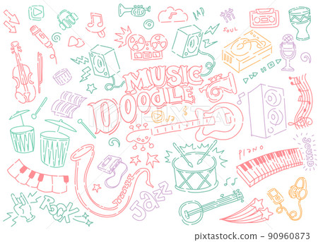 Hand drawn music doodles vector illustration 90960873