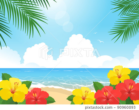 Hibiscus and the landscape of the sea Hibiscus and the landscape of the sea 90960893