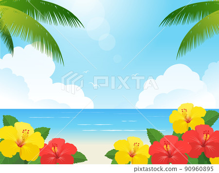 Hibiscus and the landscape of the sea 90960895