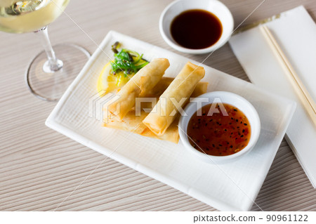 japanise meal harumaki on the plate japanise meal harumaki on the plate 90961122