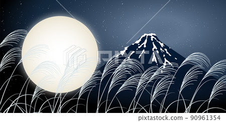 富士山 15 夜賞月背景 90961354