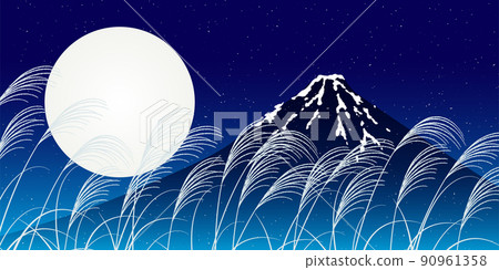 富士山 15 夜賞月背景 富士山 15 夜賞月背景 90961358