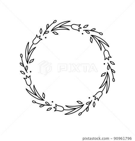 Spring floral wreath isolated on white background 90961796