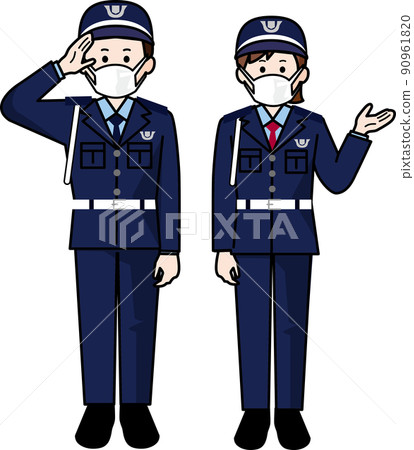 Security guards wearing masks men and women 90961820