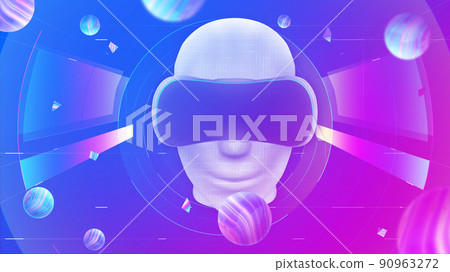 Virtual human and VR planet metaverse artificial intelligence concept poster background 90963272