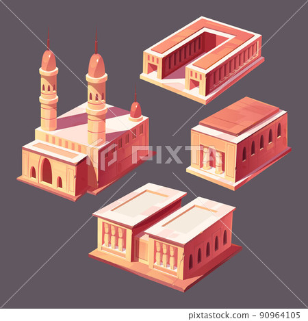 Egypt buildings isometric vector icons set. 90964105