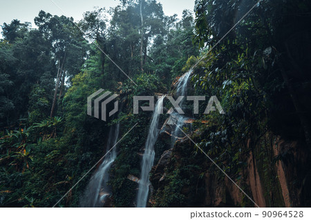 Waterfall in the tropical forest in the rainy season Waterfall in the tropical forest in the rainy season 90964528