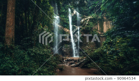 Waterfall in the tropical forest in the rainy season Waterfall in the tropical forest in the rainy season 90964534
