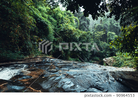 Waterfall in the tropical forest in the rainy season Waterfall in the tropical forest in the rainy season 90964553