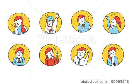 Seniors, adults, students, children ... Illustrations of various generations Circle icon set 90965648
