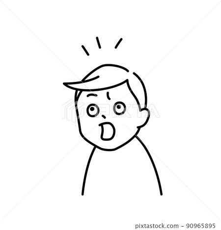 一個男人對某事感到驚訝的插圖（白色背景、矢量、剪報） 90965895