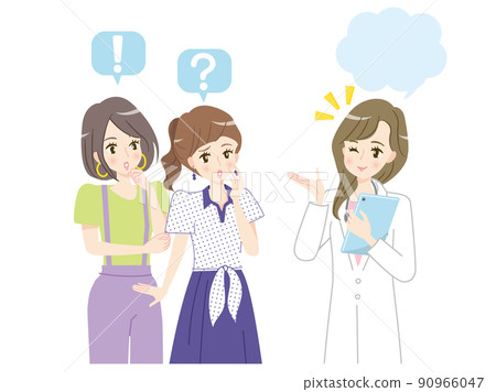 Female doctors explaining young women who talk about their worries 90966047