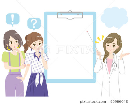 A female doctor who explains while looking at a medical record with young women who consult with their worries 90966048
