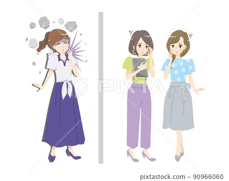 誹謗的女人和震驚的女人的插圖 90966060