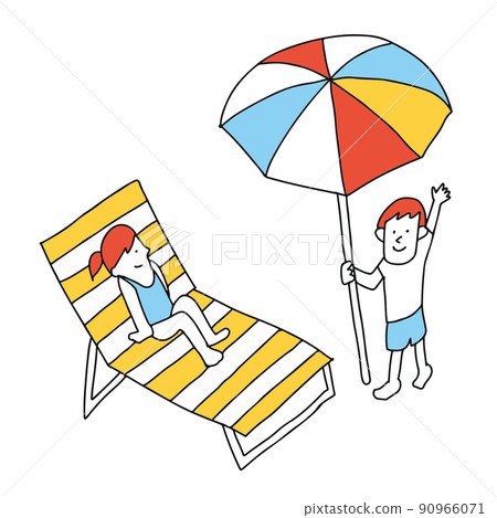 Illustration of a person relaxing by the pool 90966071
