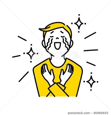Illustration of a man crying with excitement (white background, vector, clipping) 90966693