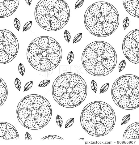 seamless pattern hand drawn doodle orange lemon fruits seamless pattern hand drawn doodle orange lemon fruits 90966907