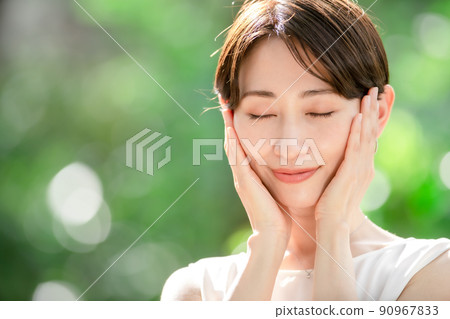美麗形象清新綠色美白夏日 90967833